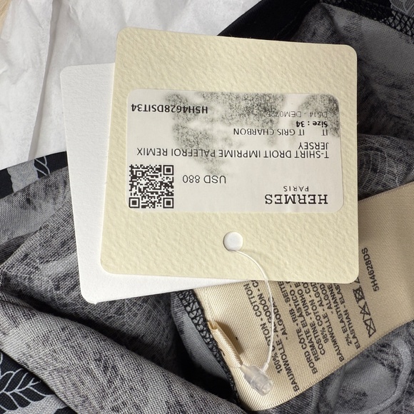 NEW Hermes "Palefroi Remix" straight t-shirt Black Gris Charbon Size 34 0 XS - Picture 8 of 8